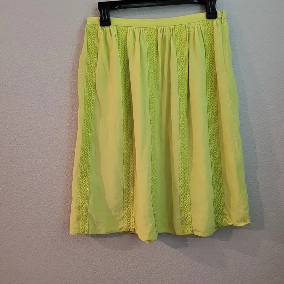 J CREW Womens 100% Silk Skirt Embroidered Pleated Zip Knee Length Chic Vibrant - Picture 5 of 10